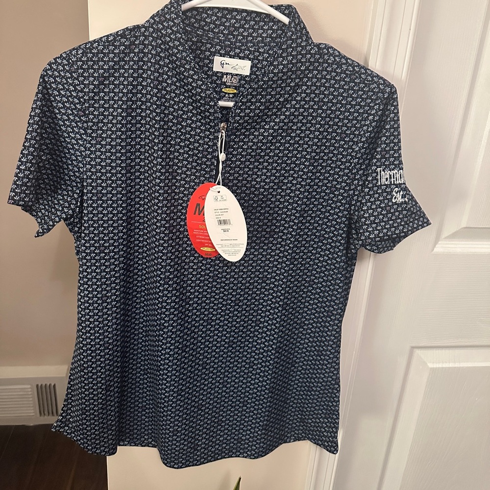 Greg Norman Women’s short sleeve golf shirt Medium blue new with tags